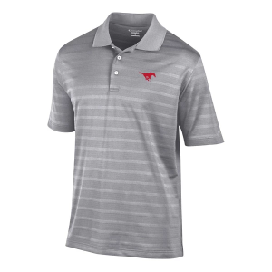 SMU Mustangs Champion Ginter Textured Solid Polo Medium Active Grey