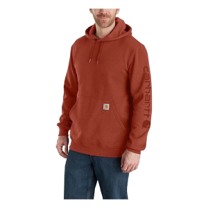 Men's Carhartt Loose Fit Midweight Logo Sleeve Graphic Work Hoodie Large Tall Saddle Red