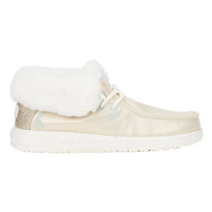 Girls' HEYDUDE Wendy Metallic Fold Cozy Shoes Little Regular 3 Metallic Gold