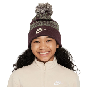 Women's Nike Peak Fair Isle Beanie One Size Burgundy Crush/Coconut Milk/Coconut Milk