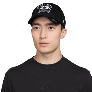 Jordan Rise Trucker Snapback Hat M/L Black/White/Smoke Grey