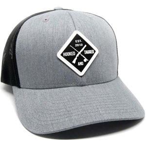 Men's Hooked And Tagged Shotgun & Fly Rod Patch Snapback Hat One Size Grey/Black