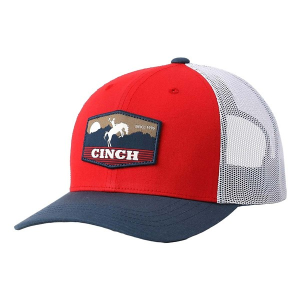Men's Cinch Bucking Bronco Trucker Snapback Hat One Size Red