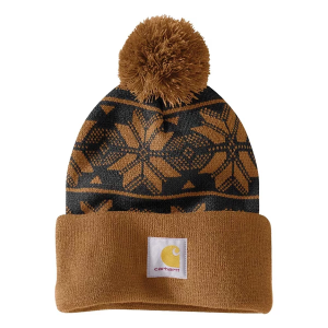 Women's Carhartt Pom Jacquard Knit Beanie One Size Carhartt Brown