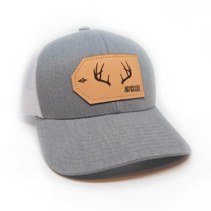 Men's Hooked And Tagged Buck Antler Patch Hunting Snapback Hat One Size Grey White