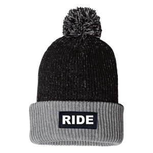 Ride Brand Patch Roll Up Pom Knit Beani