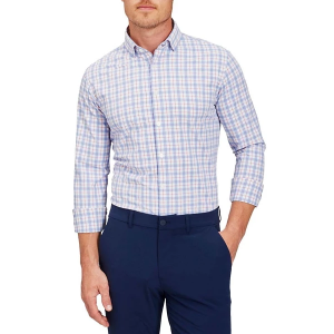 Men's Mizzen+Main Leeward Long Sleeve Button Up Shirt Medium Pink Blue Plaid