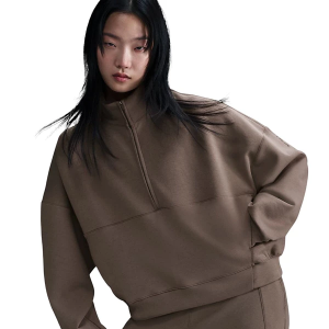 Women's Nike 24.7 ImpossiblySoft Long Sleeve 1/2 Zip Small Mink Brown/Ironstone