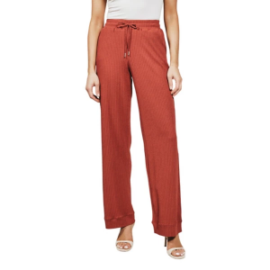 Women's 7 Diamonds Dahlia Knit Wide Leg Pants Medium Terracotta