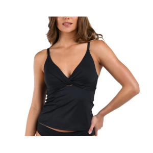 Women's La Blanca V-Neck Twist Front Swim Tankini Contemporary 10 Black