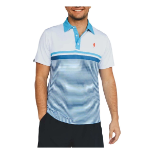 Men's Double Team OKC Stripes Polo Medium White Blue