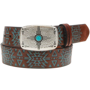 Women's Hooey Dakota Original Belt Large Brown Turquoise
