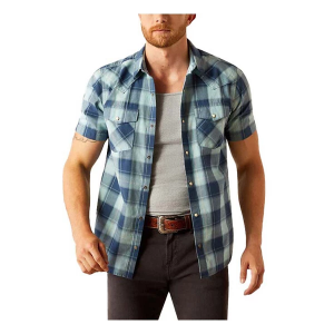 Men's Ariat Hersh Retro Fit Button Up Shirt Medium Blue