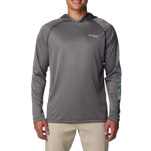 Men's Columbia Terminal Tackle Heather Hoodie Long Sleeve T-Shirt Large Black Heather/Gulf Stream