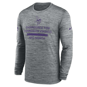 Minnesota Vikings Nike 2025 Sideline Velocity Team Issued Long Sleeve T-Shirt Small Dark Grey Heather