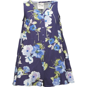Girls' Love Daisy Linen Sleeveless Romper Small Navy Floral