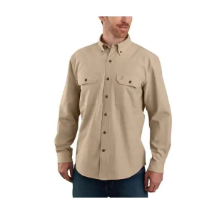 Men's Carhartt Original Fit Long Sleeve Button Up Shirt 3XLarge Tall Dark Tan Chambray