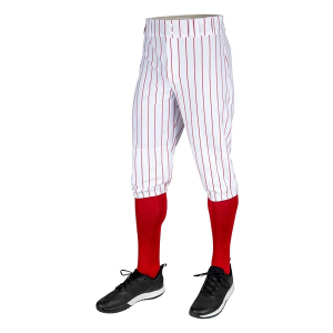 Men's Champro Triple Crown 2.0 Knickers with Pinstripes Baseball Pants XSmall White/Scarlet Regular