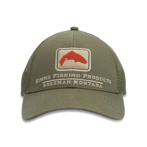 Men's Simms Trout Icon Trucker Fly Fishing Adjustable Hat One Size Rifle Green