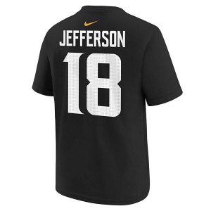 Kids' Minnesota Vikings Nike Justin Jefferson #18 FUSE Name & Number T-Shirt Medium Black