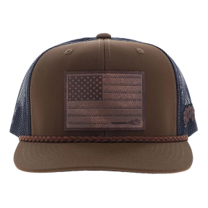 Men's Hooey Liberty Roper Flag Patch Snapback Hat One Size Brown Black