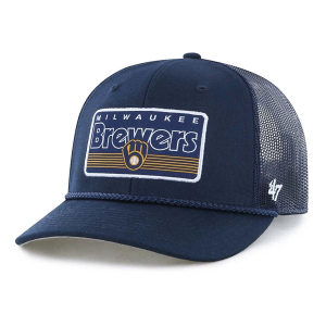Kids' Milwaukee Brewers 47 Brand Mainline Trucker Snapback Hat Navy