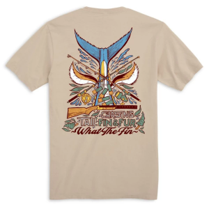 Men's What The Fin Chasin' Tail Fin & Fur T-Shirt Large Sand