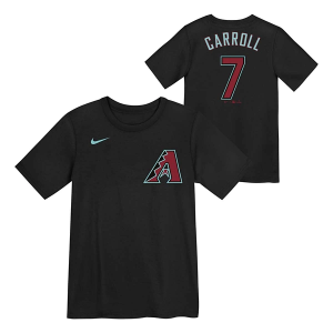 Kids' Arizona Diamondbacks Corbin Carroll #7 Home Name & Number T-Shirt 5/6 Black