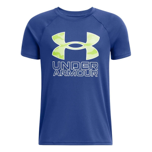 Kids' Under Armour Tech Hybrid Print T-Shirt Medium Blue/Green