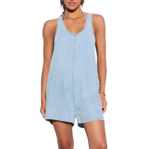 Women's Spiritual Gangster Hacienda Romper Large Chambray