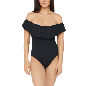 Women's La Blanca Off Shoulder One Piece Swimsuit Contemporary 12 Black
