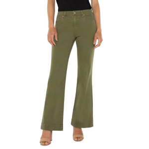 Women's Liverpool Los Angeles Hannah Flare Wide Hem Pants 14 Olive