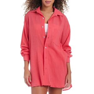 Women's Sanctuary Oversized Shirt Swim Cover Up Small Cactus Flower