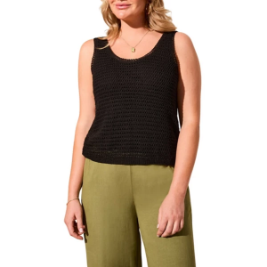 Women's Tribal Crochet Scoop Neck Tank Top XLarge Black
