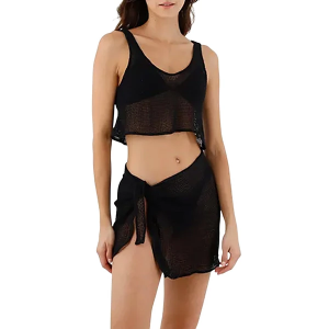 Women's Malai Malla Mar Suri Pareo Sarong Swim Cover Up L/XL Black