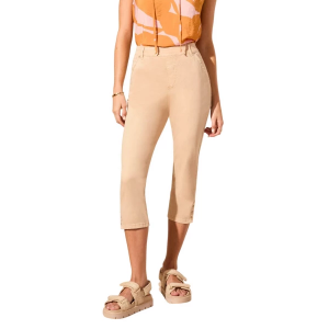 Women's Tribal Comfort Stretch Pull On Vent Hem Capri Pants 6 Safari