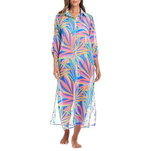 Women's Bleu Rod Beattie Chiffon Long Shirt Swim Cover Up Small Multi