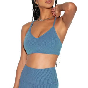Women's Spiritual Gangster Mercury 2-Tone Longline Sports Bra Large Indigo