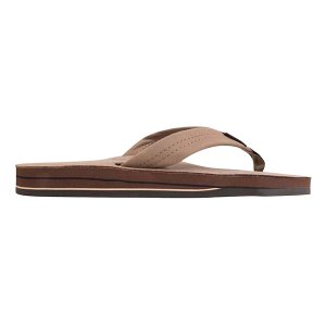 Men's Rainbow Double Layer Premier Leather Flip Flop Sandals Large Dark Brown