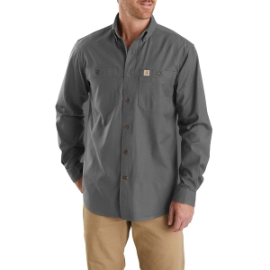 Men's Carhartt Rugged Flex Rigby Long Sleeve Button Up Shirt 2XLarge Tall Gravel