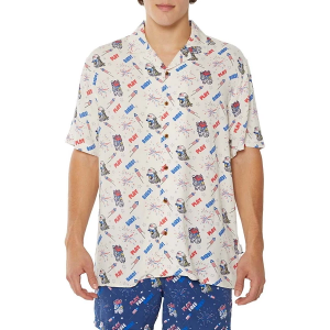 Men's Party Pants Free Bird Happy Hour Button Up Shirt Small Vintage White