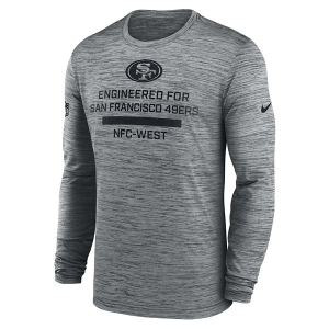 San Francisco 49ers Nike 2025 Sideline Velocity Team Issued Long Sleeve T-Shirt 2XLarge Dark Grey Heather