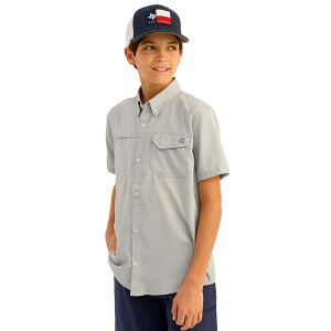 Boys' Huk Tide Point Button Up Shirt XLarge Harbor Mist