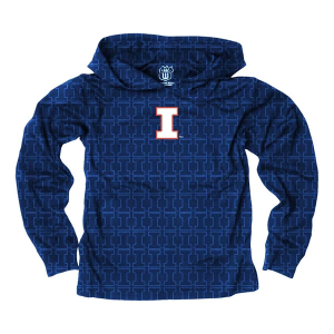 Illinois Fighting Illini Wes and Willy Kids Hoodie Small Navy