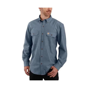 Men's Carhartt Original Fit Long Sleeve Button Up Shirt 3XLarge Tall Denim Blue Chambray