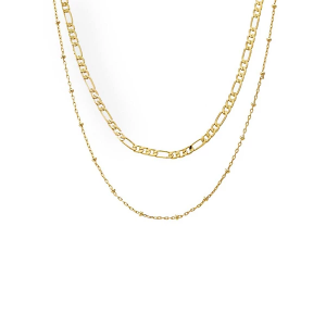 Adina Eden Women's Two In One Figaro X Ball Chain Necklace