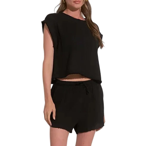 Women's Elan International Bali Shirt Swim Cover Up Large Black