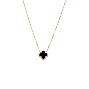Adina Eden Women's Pave Colored Stone Clover Necklace
