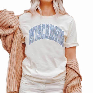 Women's A. Blush Wisconsin Floral Font T-Shirt XLarge Ivory