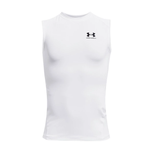 Boys' Under Armour HeatGear Armour Sleeveless Compression Shirt Small White